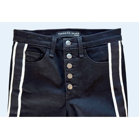 VERONICA BEARD Jeans 10" Baby Boot Black Tuxedo Stripe Sz 25 - Picture 3 of 7